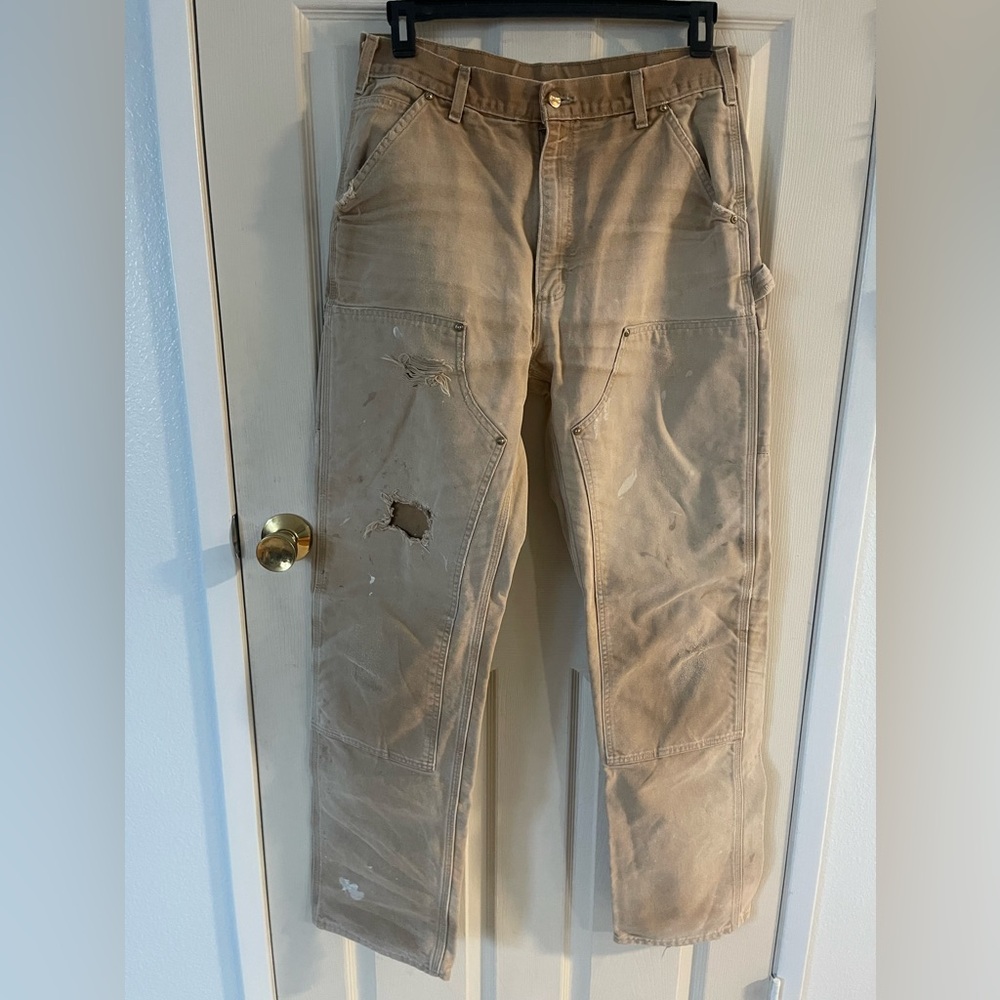 Carhartt B01 BRN Double Knee Pants men’s size 34x36 USA Union Made - Picture 3 of 8